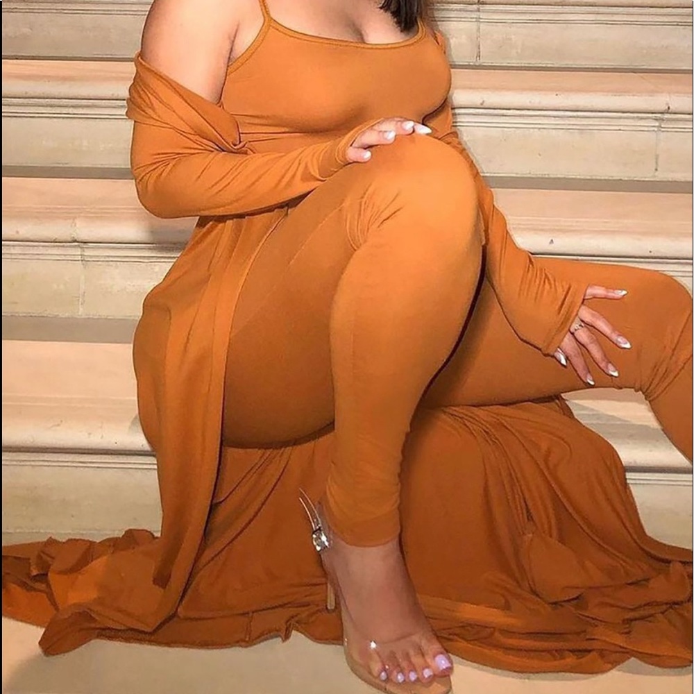 Camel jumpsuit sets that are that way